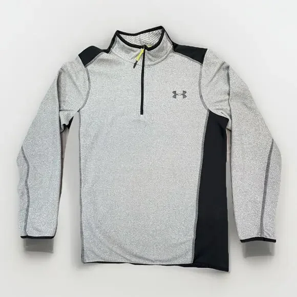 Under Armour ColdGear Men’s SM Loose Fit Fleece 1/4 Zip Pullover Gray Black - Picture 1 of 10